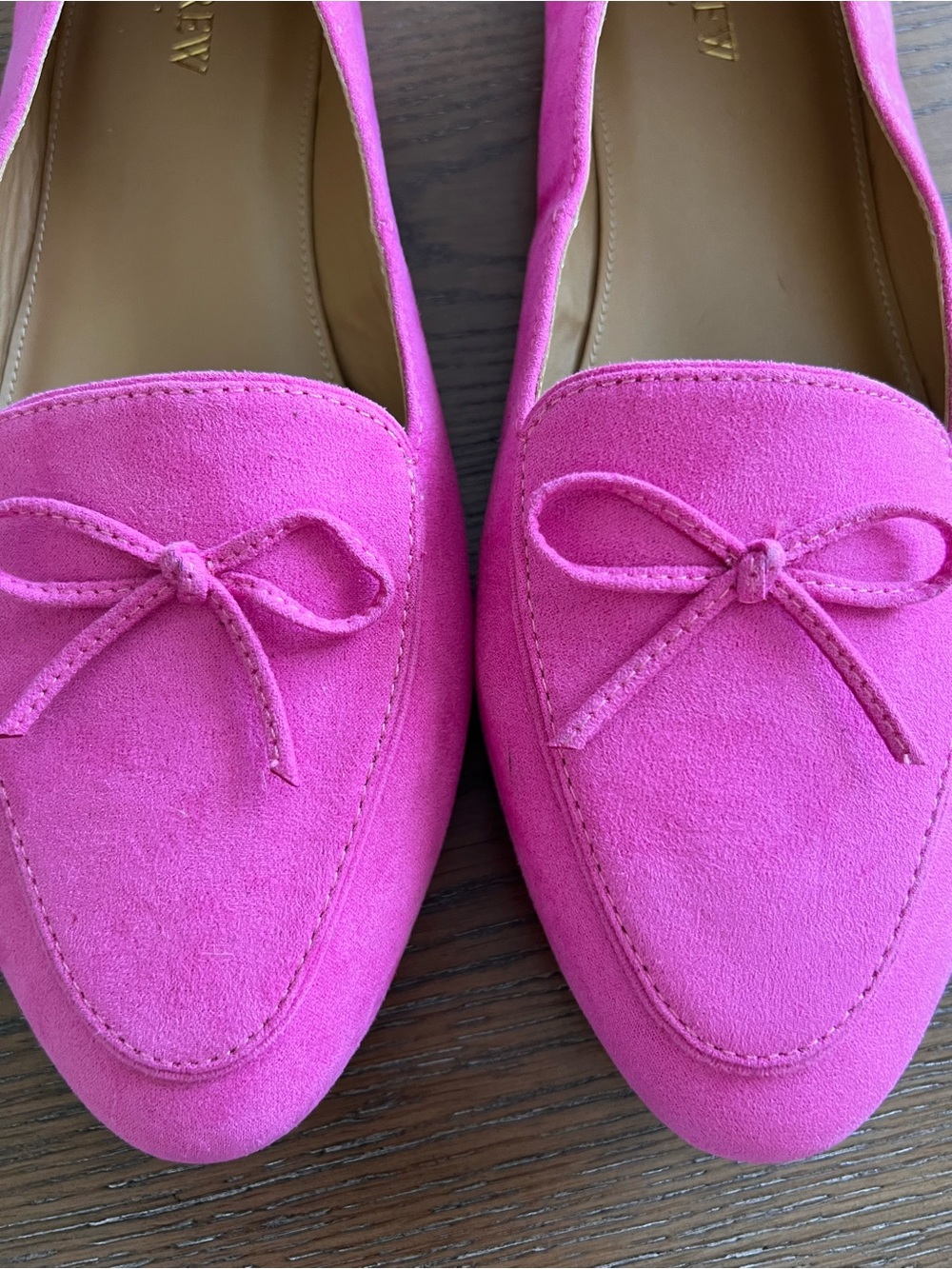 J. Crew Intense Pink Suede Bow Loafers Size 11 - Picture 5 of 9